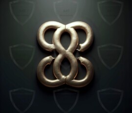 AI-generated metallic logo designs polished gold, silver, and chrome metallic symbol logos for business branding. 38 UHD logo concepts ready for your company by Art by Innovation.