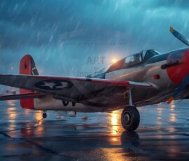 AI-generated military plane art - P-51 Mustangs, Spitfires, F-22 Raptors, vintage warbirds and modern fighters. Photorealistic UHD wallpapers by Art by Innovation.