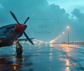 AI-generated military plane art - P-51 Mustangs, Spitfires, F-22 Raptors, vintage warbirds and modern fighters. Photorealistic UHD wallpapers by Art by Innovation.