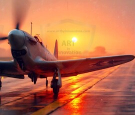 AI-generated military plane art - P-51 Mustangs, Spitfires, F-22 Raptors, vintage warbirds and modern fighters. Photorealistic UHD wallpapers by Art by Innovation.