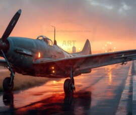 AI-generated military plane art - P-51 Mustangs, Spitfires, F-22 Raptors, vintage warbirds and modern fighters. Photorealistic UHD wallpapers by Art by Innovation.