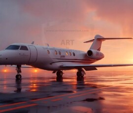 AI-generated small plane art - private jets, business jets, turboprops, vintage propliners. Photorealistic UHD aviation wallpapers by Art by Innovation.