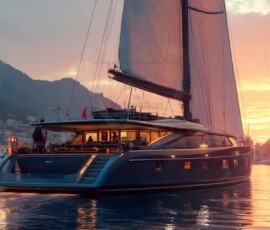 AI-generated yacht art - superyachts, sailing yachts, classic Riva runabouts. Photorealistic UHD marine wallpapers by Art by Innovation.
