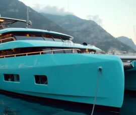 AI-generated yacht art - superyachts, sailing yachts, classic Riva runabouts. Photorealistic UHD marine wallpapers by Art by Innovation.