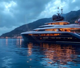 AI-generated yacht art - superyachts, sailing yachts, classic Riva runabouts. Photorealistic UHD marine wallpapers by Art by Innovation.
