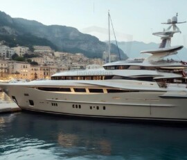 AI-generated yacht art - superyachts, sailing yachts, classic Riva runabouts. Photorealistic UHD marine wallpapers by Art by Innovation.