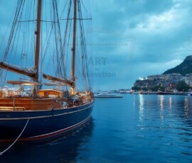 AI-generated yacht art - superyachts, sailing yachts, classic Riva runabouts. Photorealistic UHD marine wallpapers by Art by Innovation.
