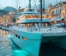 AI-generated yacht art - superyachts, sailing yachts, classic Riva runabouts. Photorealistic UHD marine wallpapers by Art by Innovation.