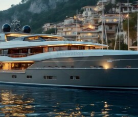 AI-generated yacht art - superyachts, sailing yachts, classic Riva runabouts. Photorealistic UHD marine wallpapers by Art by Innovation.