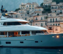 AI-generated yacht art - superyachts, sailing yachts, classic Riva runabouts. Photorealistic UHD marine wallpapers by Art by Innovation.