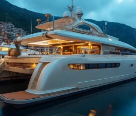 AI-generated yacht art - superyachts, sailing yachts, classic Riva runabouts. Photorealistic UHD marine wallpapers by Art by Innovation.