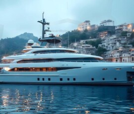 AI-generated yacht art - superyachts, sailing yachts, classic Riva runabouts. Photorealistic UHD marine wallpapers by Art by Innovation.