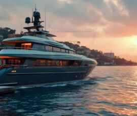 AI-generated yacht art - superyachts, sailing yachts, classic Riva runabouts. Photorealistic UHD marine wallpapers by Art by Innovation.