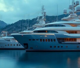 AI-generated yacht art - superyachts, sailing yachts, classic Riva runabouts. Photorealistic UHD marine wallpapers by Art by Innovation.