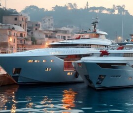 AI-generated yacht art - superyachts, sailing yachts, classic Riva runabouts. Photorealistic UHD marine wallpapers by Art by Innovation.