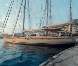 AI-generated yacht art - superyachts, sailing yachts, classic Riva runabouts. Photorealistic UHD marine wallpapers by Art by Innovation.