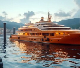 AI-generated yacht art - superyachts, sailing yachts, classic Riva runabouts. Photorealistic UHD marine wallpapers by Art by Innovation.