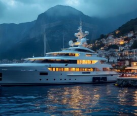 AI-generated yacht art - superyachts, sailing yachts, classic Riva runabouts. Photorealistic UHD marine wallpapers by Art by Innovation.