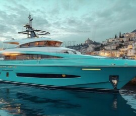 AI-generated yacht art - superyachts, sailing yachts, classic Riva runabouts. Photorealistic UHD marine wallpapers by Art by Innovation.