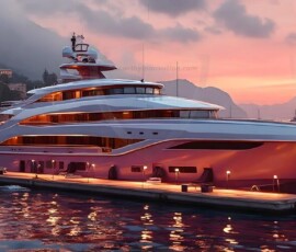 AI-generated yacht art - superyachts, sailing yachts, classic Riva runabouts. Photorealistic UHD marine wallpapers by Art by Innovation.