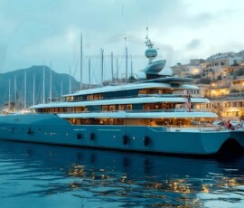 AI-generated yacht art - superyachts, sailing yachts, classic Riva runabouts. Photorealistic UHD marine wallpapers by Art by Innovation.