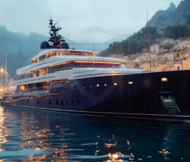 AI-generated yacht art - superyachts, sailing yachts, classic Riva runabouts. Photorealistic UHD marine wallpapers by Art by Innovation.