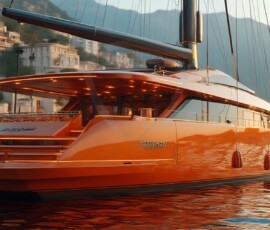 AI-generated yacht art - superyachts, sailing yachts, classic Riva runabouts. Photorealistic UHD marine wallpapers by Art by Innovation.