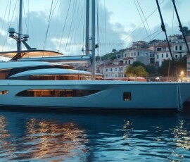 AI-generated yacht art - superyachts, sailing yachts, classic Riva runabouts. Photorealistic UHD marine wallpapers by Art by Innovation.
