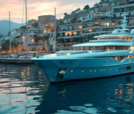 AI-generated yacht art - superyachts, sailing yachts, classic Riva runabouts. Photorealistic UHD marine wallpapers by Art by Innovation.