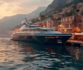 AI-generated yacht art - superyachts, sailing yachts, classic Riva runabouts. Photorealistic UHD marine wallpapers by Art by Innovation.