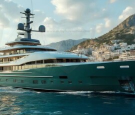 AI-generated yacht art - superyachts, sailing yachts, classic Riva runabouts. Photorealistic UHD marine wallpapers by Art by Innovation.