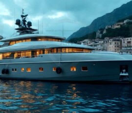 AI-generated yacht art - superyachts, sailing yachts, classic Riva runabouts. Photorealistic UHD marine wallpapers by Art by Innovation.
