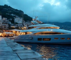 AI-generated yacht art - superyachts, sailing yachts, classic Riva runabouts. Photorealistic UHD marine wallpapers by Art by Innovation.