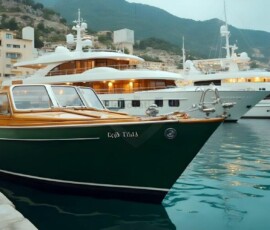 AI-generated yacht art - superyachts, sailing yachts, classic Riva runabouts. Photorealistic UHD marine wallpapers by Art by Innovation.