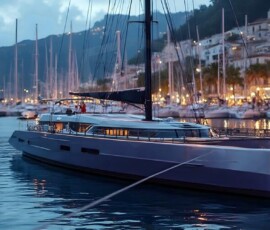AI-generated yacht art - superyachts, sailing yachts, classic Riva runabouts. Photorealistic UHD marine wallpapers by Art by Innovation.