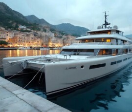 AI-generated yacht art - superyachts, sailing yachts, classic Riva runabouts. Photorealistic UHD marine wallpapers by Art by Innovation.