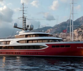 AI-generated yacht art - superyachts, sailing yachts, classic Riva runabouts. Photorealistic UHD marine wallpapers by Art by Innovation.