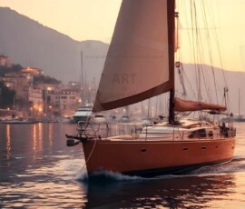 AI-generated yacht art - superyachts, sailing yachts, classic Riva runabouts. Photorealistic UHD marine wallpapers by Art by Innovation.