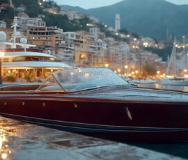 AI-generated yacht art - superyachts, sailing yachts, classic Riva runabouts. Photorealistic UHD marine wallpapers by Art by Innovation.