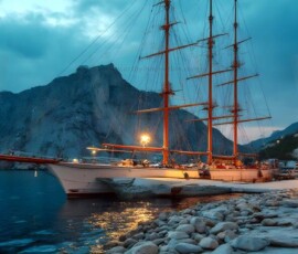 AI-generated yacht art - superyachts, sailing yachts, classic Riva runabouts. Photorealistic UHD marine wallpapers by Art by Innovation.
