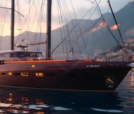 AI-generated yacht art - superyachts, sailing yachts, classic Riva runabouts. Photorealistic UHD marine wallpapers by Art by Innovation.
