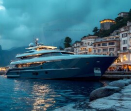 AI-generated yacht art - superyachts, sailing yachts, classic Riva runabouts. Photorealistic UHD marine wallpapers by Art by Innovation.