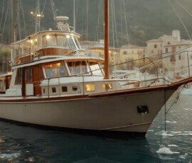 AI-generated yacht art - superyachts, sailing yachts, classic Riva runabouts. Photorealistic UHD marine wallpapers by Art by Innovation.