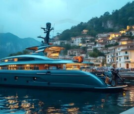 AI-generated yacht art - superyachts, sailing yachts, classic Riva runabouts. Photorealistic UHD marine wallpapers by Art by Innovation.
