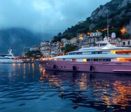 AI-generated yacht art - superyachts, sailing yachts, classic Riva runabouts. Photorealistic UHD marine wallpapers by Art by Innovation.