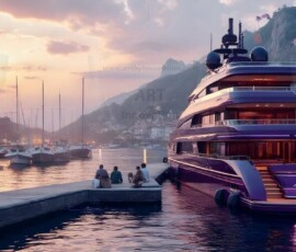 AI-generated yacht art - superyachts, sailing yachts, classic Riva runabouts. Photorealistic UHD marine wallpapers by Art by Innovation.