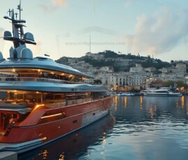 AI-generated yacht art - superyachts, sailing yachts, classic Riva runabouts. Photorealistic UHD marine wallpapers by Art by Innovation.