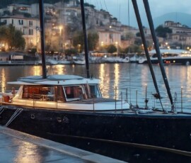 AI-generated yacht art - superyachts, sailing yachts, classic Riva runabouts. Photorealistic UHD marine wallpapers by Art by Innovation.