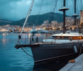 AI-generated yacht art - superyachts, sailing yachts, classic Riva runabouts. Photorealistic UHD marine wallpapers by Art by Innovation.