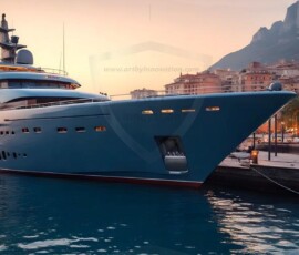 AI-generated yacht art - superyachts, sailing yachts, classic Riva runabouts. Photorealistic UHD marine wallpapers by Art by Innovation.